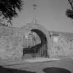 View of gateway to churchyard, St Adrian's Parish Church, Anstruther Easter, from S.