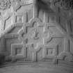 Interior view of Craigievar Castle showing detail of hall ceiling.