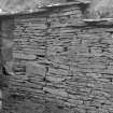 Detail of E wall, showing straight joint corresponding with partion between barn and byre.