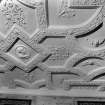 Interior view of Craigievar Castle showing detail of Blue Room ceiling.