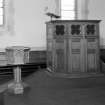 Interior.
Detail of pulpit and font.
