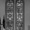 Interior.
Detail of stained glass window in SW transept.