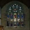 Interior.
Detail of stained glass window on SW wall.