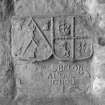 Detail showing armorials on grave-slab at Reay.