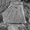 View of Pictish symbol stone known as Dunnicaer or Stonehaven no. 1.