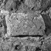 View of Pictish symbol stone, incised with a triangle and crescent, known as Dunnicaer or Stonehaven no. 3.
