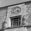 View of carving above window of Fasnakyle Power station, designed by Hew Lorimer, depicting a dragon in Pictish style.Grudie Bridge Power Station.
 
