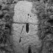 View of carved rock face, possibly Pictish, at Eggerness, Garlieston.