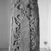 View of face A of St Madoes cross slab in Perth Museum.