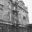 View of spiral fire escape stair.