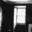 Spylaw House, Bridge Road, Colinton, interior.
View of sash and case window and part of brick fireplace.
