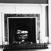 Spylaw House, Bridge Road, Colinton, interior.
Detail showing timber and gesso fireplace with marble insert.