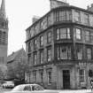 View of No.51 South Clerk Street also looking up Lutton Place towards St Peter's Church.