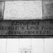 Swanston Water House.
Detail of inscribed lintel above doorway, inscription reads: 'Edinburgh Georgius Lind Praefectus Anno MDCCLXI'