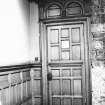 Glasgow, 6 Rowan Road, Craigie Hall, interior.
View of panelled door into billiard room.
