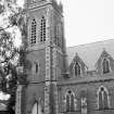 Crieff, Perth Road, St. Columba's Episcopal Church.
Detail of entrance and tower.