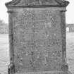 Findo Gask Churchyard.
General view of tombstone commemorating David Syme, 1834.