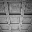 Interior view of Stracathro House showing detail of common room ceiling.
