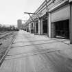 Glasgow, Springburn, St Rollox Locomotive Works.
View from North of East frontage onto outside traverser.