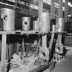 Glasgow, Springburn, St Rollox Locomotive Works, interior.
View of diesel engine pistons and connecting rods.