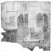 Photographic copy of incomplete sheet of pencil and wash 1" and full size annotated details of proposed double bed for William Burrell.