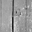 Detail of lock dated 1742, door to Strathmore Aisle, St Fergus's Church, Glamis.