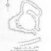 Publication drawing; plan of 'Hut Circle, Kinbrace Hill'.