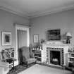Interior view of 28 Springfield, Dundee, showing sitting room with fireplace.