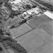 Galashiels, oblique aerial view, taken from the SE, centred on the football and rugby grounds.