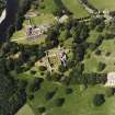 Dryburgh Abbey, oblique aerial view, taken from the S, centred on the abbey, with Dryburgh House Hotel in the top of the photograph.