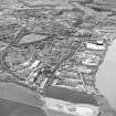 Oblique aerial view of southern Alloa and industrial units close to the River Forth, taken from the WNW