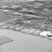 Oblique aerial view of southern Alloa and industrial units close to the River Forth, taken from the S