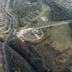 Oblique aerial view centred on the Falkirk Wheel with the remains of the works adjacent, taken from the WNW.