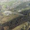 Oblique aerial view centred on the Falkirk Wheel with the remains of the works adjacent, taken from the WSW.