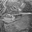 Oblique aerial view centred on the Falkirk Wheel with the remains of the works adjacent, taken from the W.