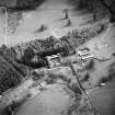 Aerial view of Jardine Hall stables, site of Jardine Hall and walled garden, taken from NNW.  Also a possible field rig, c. 100 876.