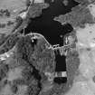 Oblique aerial view of Tongland Dam, taken from SSW, centered on dam.