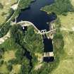 Oblique aerial view of Tongland Dam, taken from SSW, centered on dam.