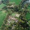 Oblique aerial view centred on the walled garden, taken from the N.