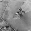 Oblique aerial view of Kildrummy, St Bride's Chapel and Well centred on the chapel with a possible motte and churchyard adjacent, taken from the SE.