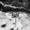 Aerial view of Mar Lodge and surrounding buildings in the snow.