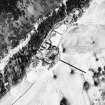 Aerial view of Mar Lodge and surrounding buildings in the snow.