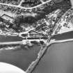 Aerial view showing Clachnaharry Locks, Workshops, Railway Swing Bridge
