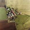 Oblique aerial view centred on the farmsteading, taken from the SW.