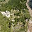 Aerial view of Dunrobin Castle and grounds with the formal garden from S.