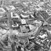 Oblique aerial view centred on The Exchange area of Edinburgh, taken from the N.