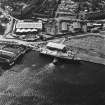 Oblique aerial view centred on HMRY Britannia and the temporary visitor centre, taken from the N.