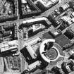 Oblique aerial view centred on the redevelopment of the cinema with the office adjacent, taken from the W.