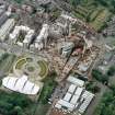 Oblique aerial view centred on the construction of the Scottish Parliament, with 'Our Dynamic Earth' adjacent, taken from the SE.