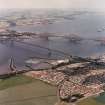 Aerial view from the South West showing the Forth Railway Bridge and the Forth Road Bridge.